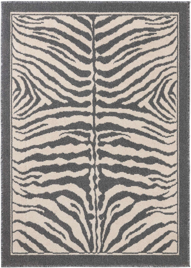 Gray and Ivory 4' 1 x 6' 1 Wildlife Rectangle Area Rug Animal Print Safari Jungle Inspired Carpet for Unique Modern Interior Design for Sale at Rug Engine