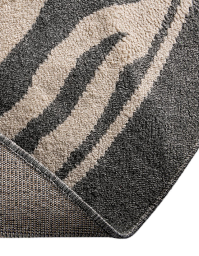 Gray and Ivory 3' 1 x 3' 1 Wildlife Round Area Rug Animal Print Safari Jungle Inspired Carpet for Unique Modern Interior Design for Sale at Rug Engine