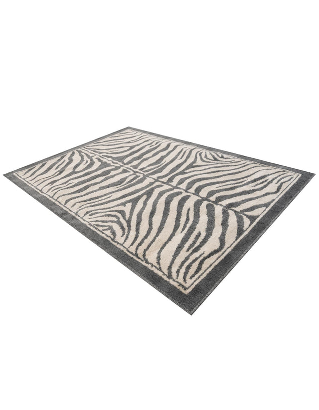 Gray and Ivory 5' 1 x 7' 1 Wildlife Rectangle Area Rug Animal Print Safari Jungle Inspired Carpet for Unique Modern Interior Design for Sale at Rug Engine