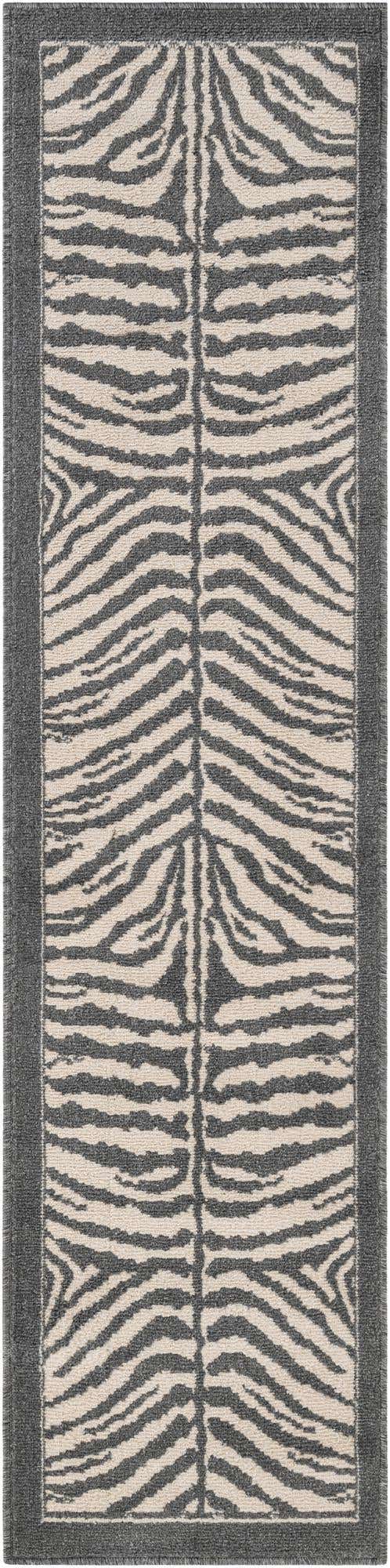 Gray and Ivory 2' x 8' Wildlife Runner Area Rug Animal Print Safari Jungle Inspired Carpet for Unique Modern Interior Design for Sale at Rug Engine