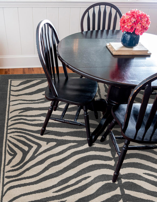 Gray and Ivory 10' x 10' Wildlife Square Area Rug Animal Print Safari Jungle Inspired Carpet for Unique Modern Interior Design for Sale at Rug Engine