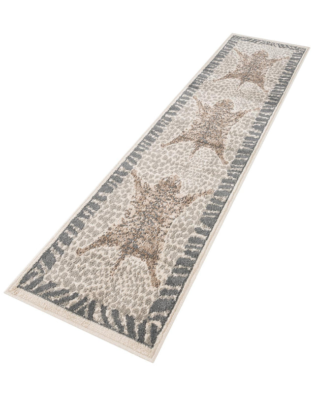 Gray and Ivory 2' x 8' Wildlife Runner Area Rug Animal Print Safari Jungle Inspired Carpet for Unique Modern Interior Design for Sale at Rug Engine