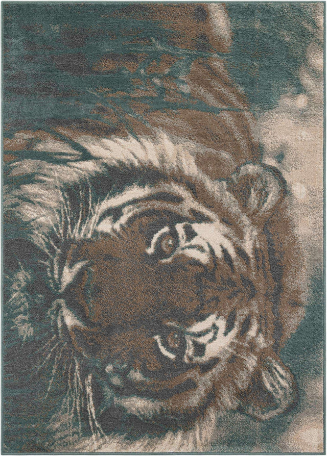 Multicolor 5' 1 x 7' 1 Wildlife Rectangle Area Rug Animal Print Safari Jungle Inspired Carpet for Unique Modern Interior Design for Sale at Rug Engine