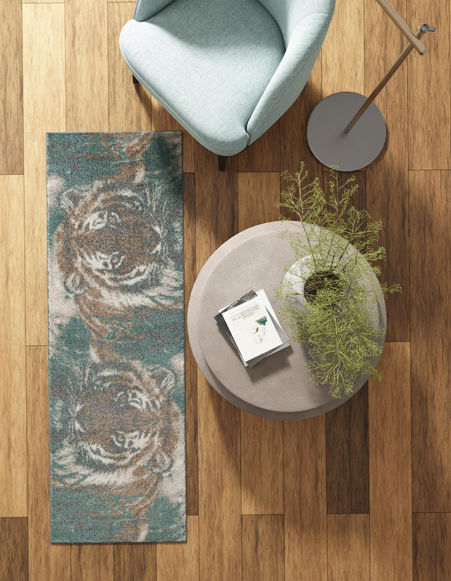 Multicolor 2' x 6' 1 Wildlife Runner Area Rug Animal Print Safari Jungle Inspired Carpet for Unique Modern Interior Design for Sale at Rug Engine