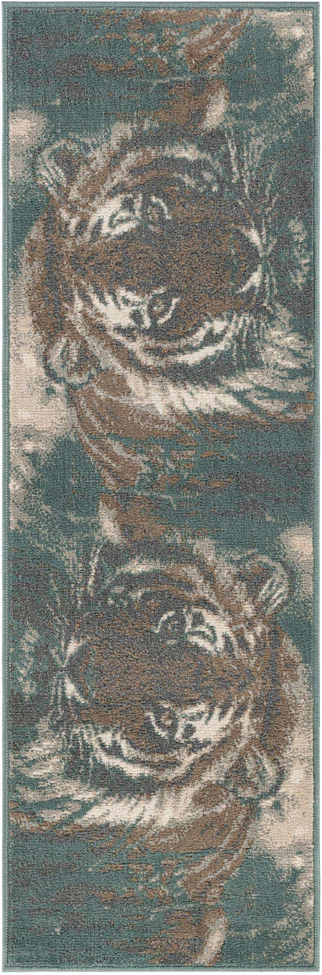 Multicolor 2' x 6' 1 Wildlife Runner Area Rug Animal Print Safari Jungle Inspired Carpet for Unique Modern Interior Design for Sale at Rug Engine