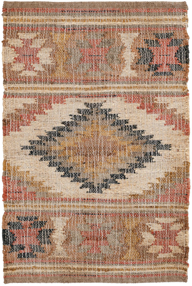 Multicolor 2' x 3' 1 Kilim Jute Rectangle Area Rug 95% Jute & 5% Cotton Rustic Vintage Look Carpet for Unique Home Interior Design for Sale at Rug Engine