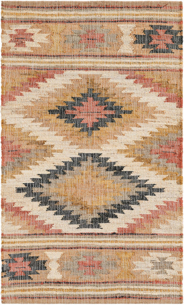 Multicolor 3' 1 x 5' 1 Kilim Jute Rectangle Area Rug 95% Jute & 5% Cotton Rustic Vintage Look Carpet for Unique Home Interior Design for Sale at Rug Engine