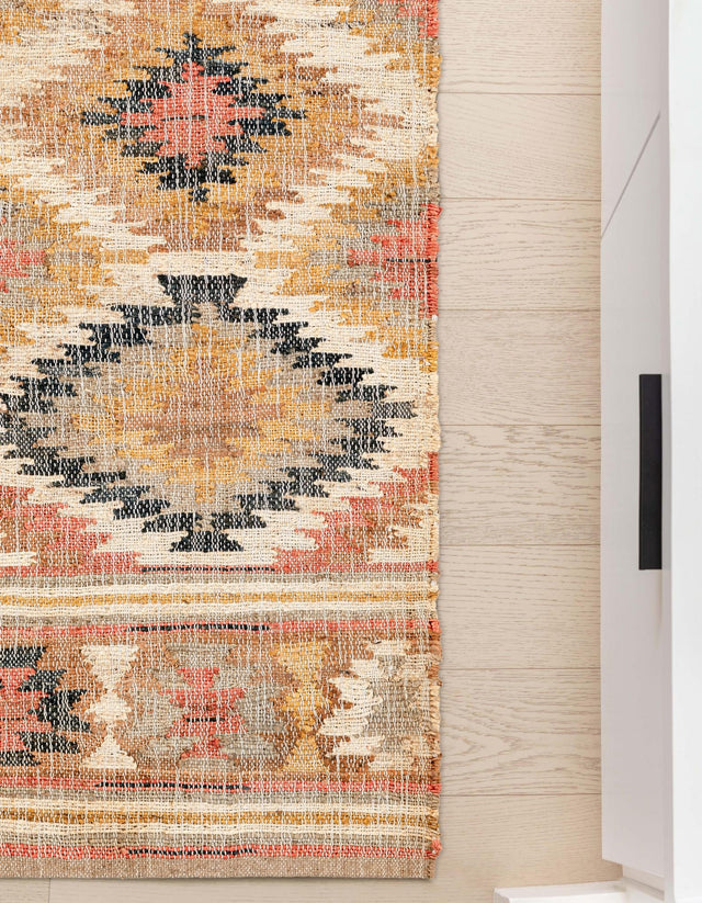 Multicolor 2' x 8' Kilim Jute Runner Area Rug 95% Jute & 5% Cotton Rustic Vintage Look Carpet for Unique Home Interior Design for Sale at Rug Engine