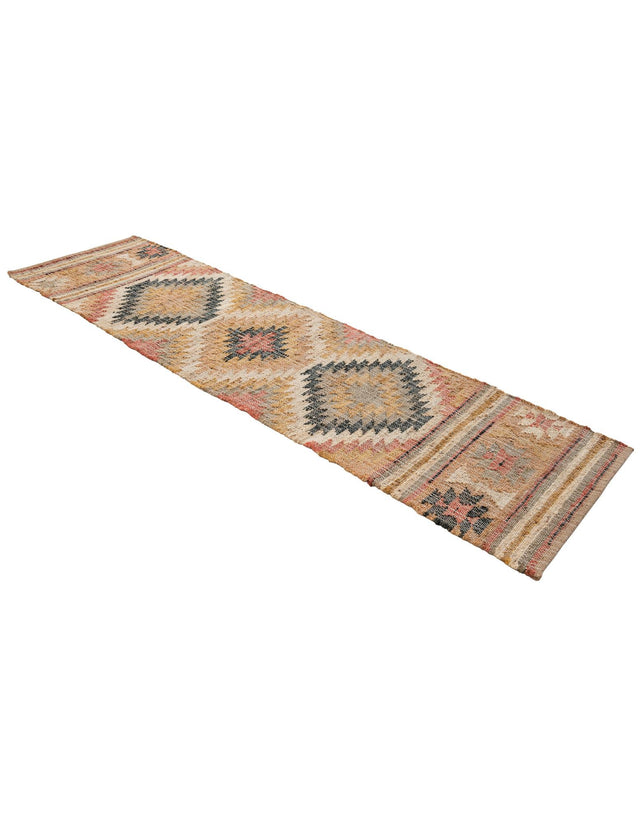 Multicolor 2' x 8' Kilim Jute Runner Area Rug 95% Jute & 5% Cotton Rustic Vintage Look Carpet for Unique Home Interior Design for Sale at Rug Engine