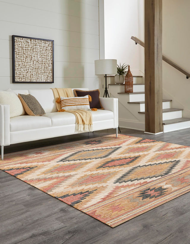 Multicolor 7' 10 x 7' 10 Kilim Jute Square Area Rug 95% Jute & 5% Cotton Rustic Vintage Look Carpet for Unique Home Interior Design for Sale at Rug Engine