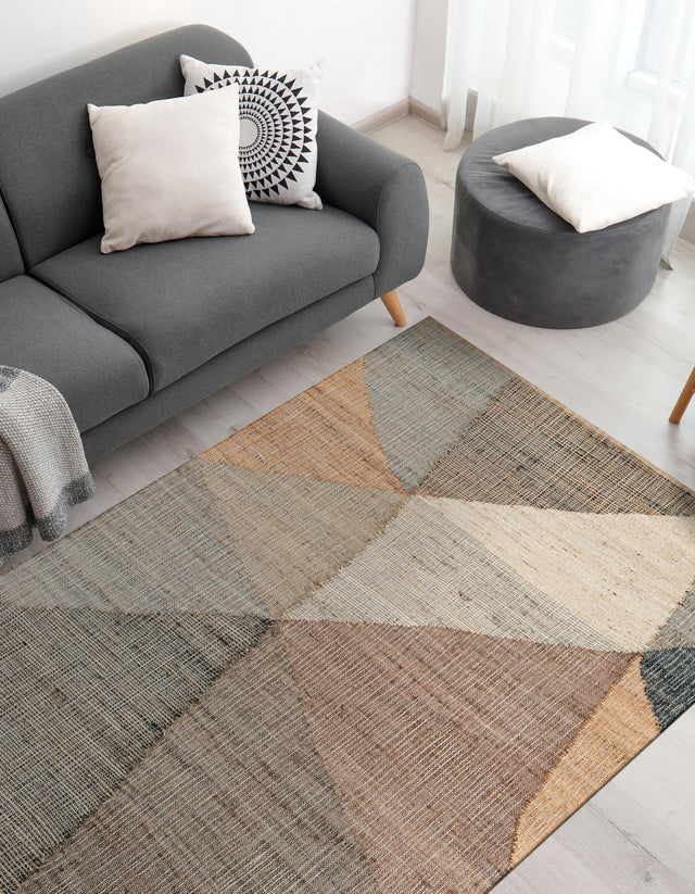 Multicolor 6' 1 x 9' Kilim Jute Rectangle Area Rug 95% Jute & 5% Cotton Rustic Vintage Look Carpet for Unique Home Interior Design for Sale at Rug Engine