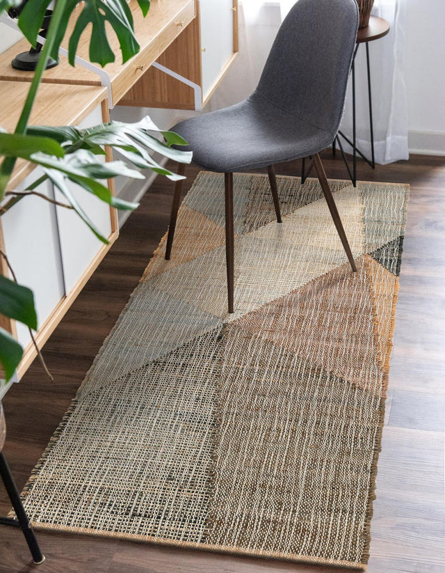 Multicolor 2' x 8' Kilim Jute Runner Area Rug 95% Jute & 5% Cotton Rustic Vintage Look Carpet for Unique Home Interior Design for Sale at Rug Engine