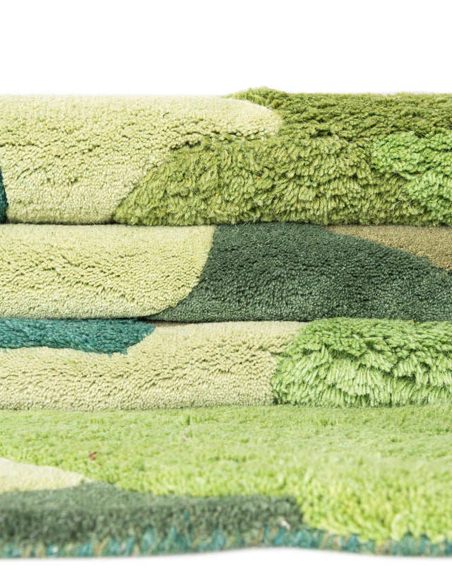 Green 5' 1 x 7' 1 Moss Garden Freeform Area Rug 80% Wool & 20% Cotton Nature Inspired All Natural Carpet for Home Interior Design for Sale at Rug Engine