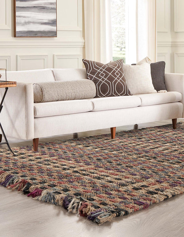 Multicolor 2' x 3' 1 Chunky Jute Rectangle Area Rug 100% All Natural Jute Sustainable Eco-Friendly Carpet Mat for Natural Interior Design Homes for Sale at Rug Engine