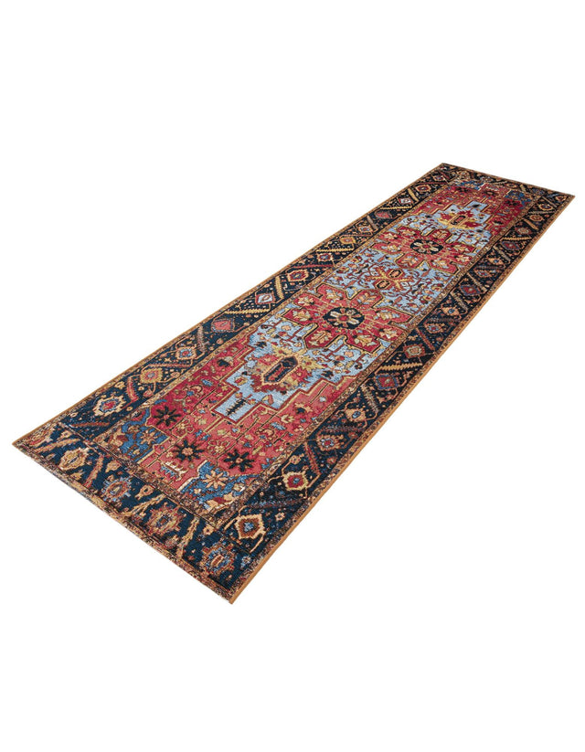 Rust Red and Blue 2' 7 x 10' Outdoor Traditional Runner Area Rug Weather Resistant for Patio, Deck, Terrace, Balcony, Porch Classical Design Outside Carpet for Sale at Rug Engine