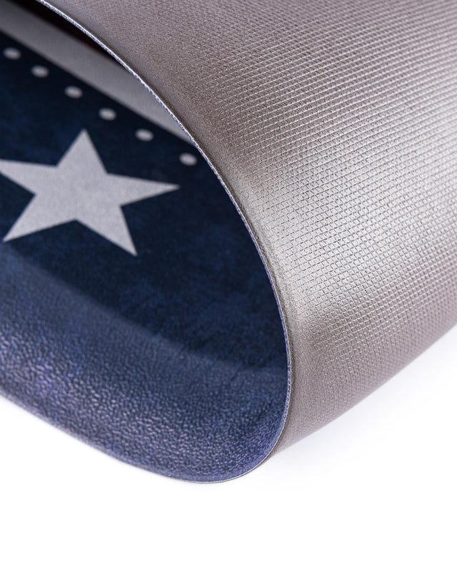 Seasonal Festive Anti-Fatigue Red and Blue 2' x 5' Comfort Standing Mat for Kitchen, Bath, Laundry Room, Office Colorful PVC Durable Non-Slip Water Resistant Spill Proof Rug Thick Rubber for Sale at Rug Engine