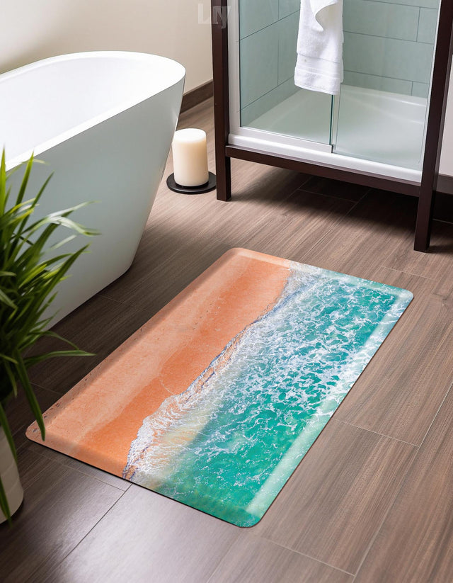 Seasonal Festive Anti-Fatigue Blue and Khaki 2' x 3' Comfort Standing Mat for Kitchen, Bath, Laundry Room, Office Colorful PVC Durable Non-Slip Water Resistant Spill Proof Rug Thick Rubber for Sale at Rug Engine