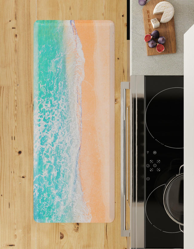 Seasonal Festive Anti-Fatigue Blue and Khaki 2' x 3' Comfort Standing Mat for Kitchen, Bath, Laundry Room, Office Colorful PVC Durable Non-Slip Water Resistant Spill Proof Rug Thick Rubber for Sale at Rug Engine