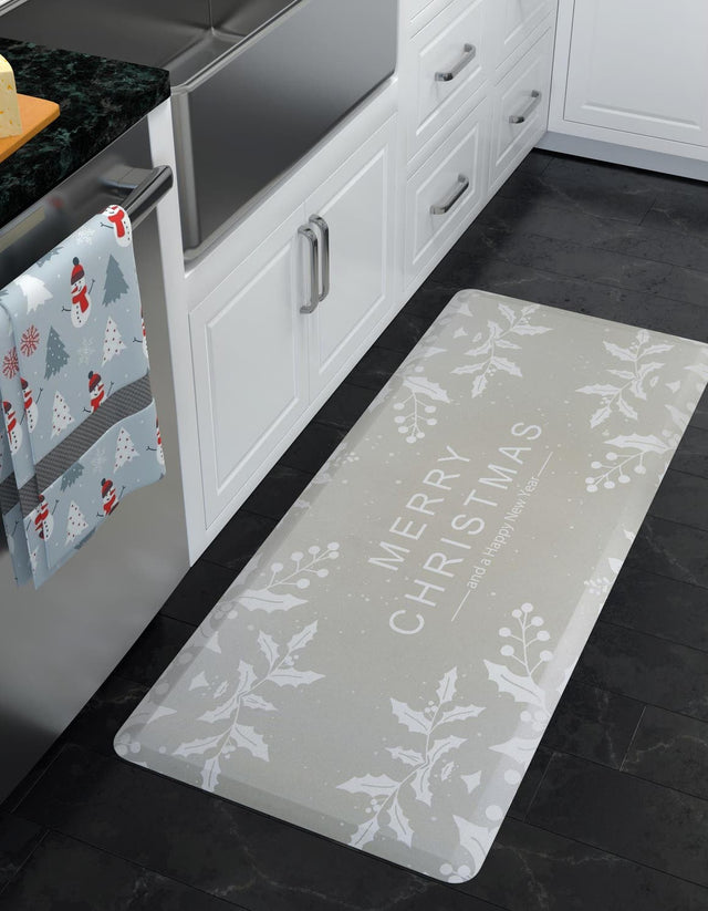 Seasonal Festive Anti-Fatigue Gray 2' x 5' Comfort Standing Mat for Kitchen, Bath, Laundry Room, Office Colorful PVC Durable Non-Slip Water Resistant Spill Proof Rug Thick Rubber for Sale at Rug Engine