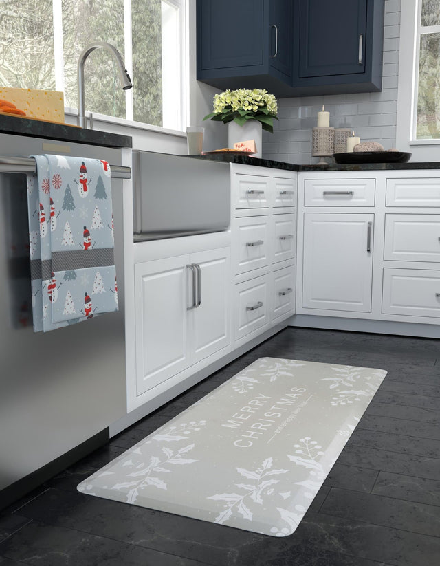 Seasonal Festive Anti-Fatigue Gray 2' x 5' Comfort Standing Mat for Kitchen, Bath, Laundry Room, Office Colorful PVC Durable Non-Slip Water Resistant Spill Proof Rug Thick Rubber for Sale at Rug Engine