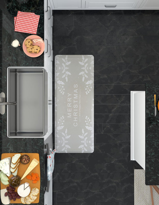 Seasonal Festive Anti-Fatigue Gray 2' x 5' Comfort Standing Mat for Kitchen, Bath, Laundry Room, Office Colorful PVC Durable Non-Slip Water Resistant Spill Proof Rug Thick Rubber for Sale at Rug Engine