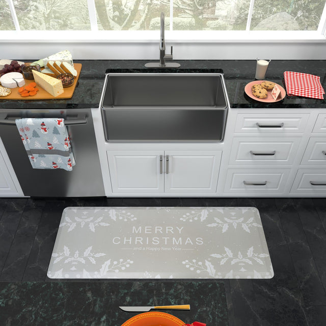 Seasonal Festive Anti-Fatigue Gray 2' x 5' Comfort Standing Mat for Kitchen, Bath, Laundry Room, Office Colorful PVC Durable Non-Slip Water Resistant Spill Proof Rug Thick Rubber for Sale at Rug Engine