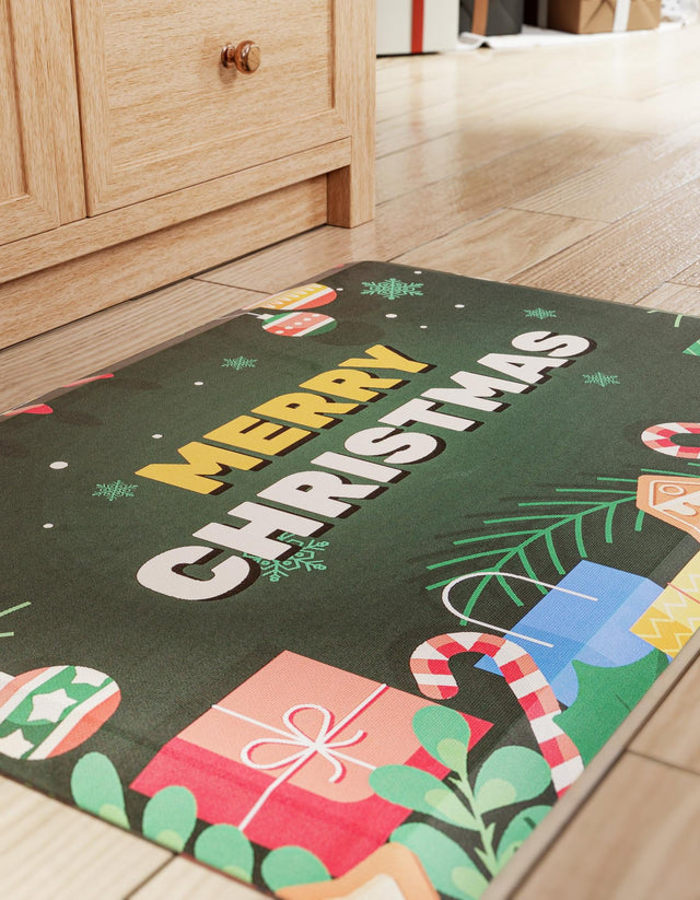 Seasonal Festive Anti-Fatigue Green 2' x 3' Comfort Standing Mat for Kitchen, Bath, Laundry Room, Office Colorful PVC Durable Non-Slip Water Resistant Spill Proof Rug Thick Rubber for Sale at Rug Engine