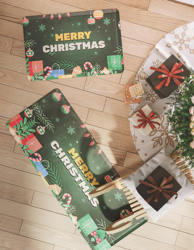 Seasonal Festive Anti-Fatigue Green 2' x 3' Comfort Standing Mat for Kitchen, Bath, Laundry Room, Office Colorful PVC Durable Non-Slip Water Resistant Spill Proof Rug Thick Rubber for Sale at Rug Engine