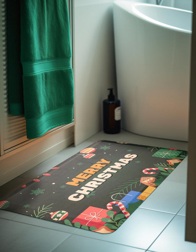 Seasonal Festive Anti-Fatigue Green 2' x 3' Comfort Standing Mat for Kitchen, Bath, Laundry Room, Office Colorful PVC Durable Non-Slip Water Resistant Spill Proof Rug Thick Rubber for Sale at Rug Engine