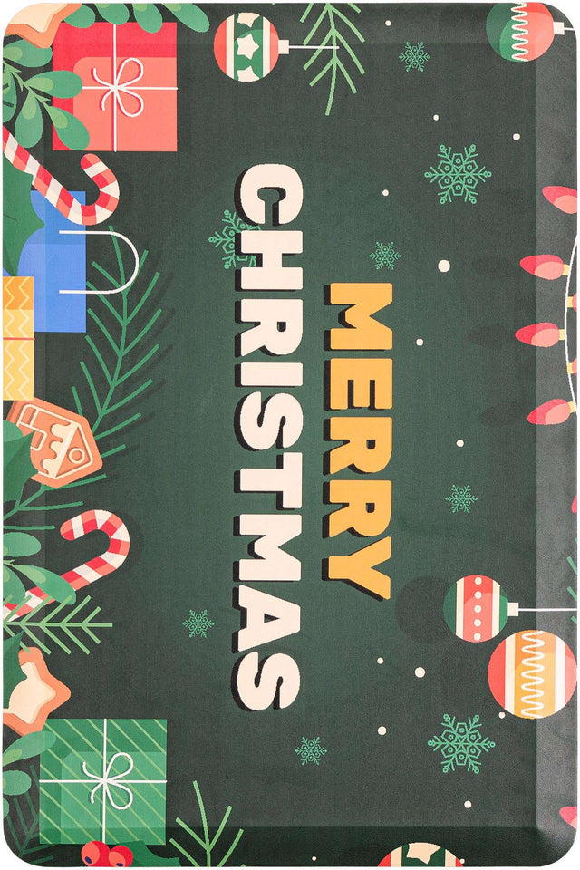 Seasonal Festive Anti-Fatigue Green 2' x 3' Comfort Standing Mat for Kitchen, Bath, Laundry Room, Office Colorful PVC Durable Non-Slip Water Resistant Spill Proof Rug Thick Rubber for Sale at Rug Engine
