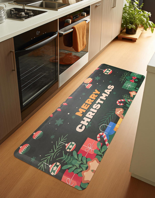 Seasonal Festive Anti-Fatigue Green 2' x 3' Comfort Standing Mat for Kitchen, Bath, Laundry Room, Office Colorful PVC Durable Non-Slip Water Resistant Spill Proof Rug Thick Rubber for Sale at Rug Engine