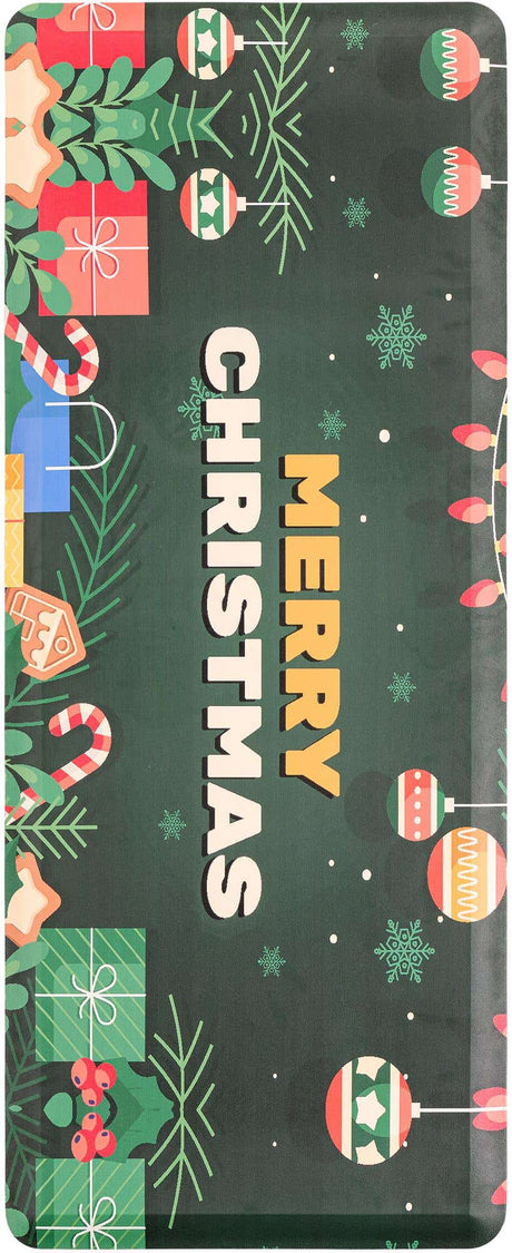 Seasonal Festive Anti-Fatigue Green 2' x 5' Comfort Standing Mat  for Kitchen, Bath, Laundry Room, Office Colorful PVC Durable Non-Slip Water Resistant Spill Proof Rug Thick Rubber for Sale at Rug Engine