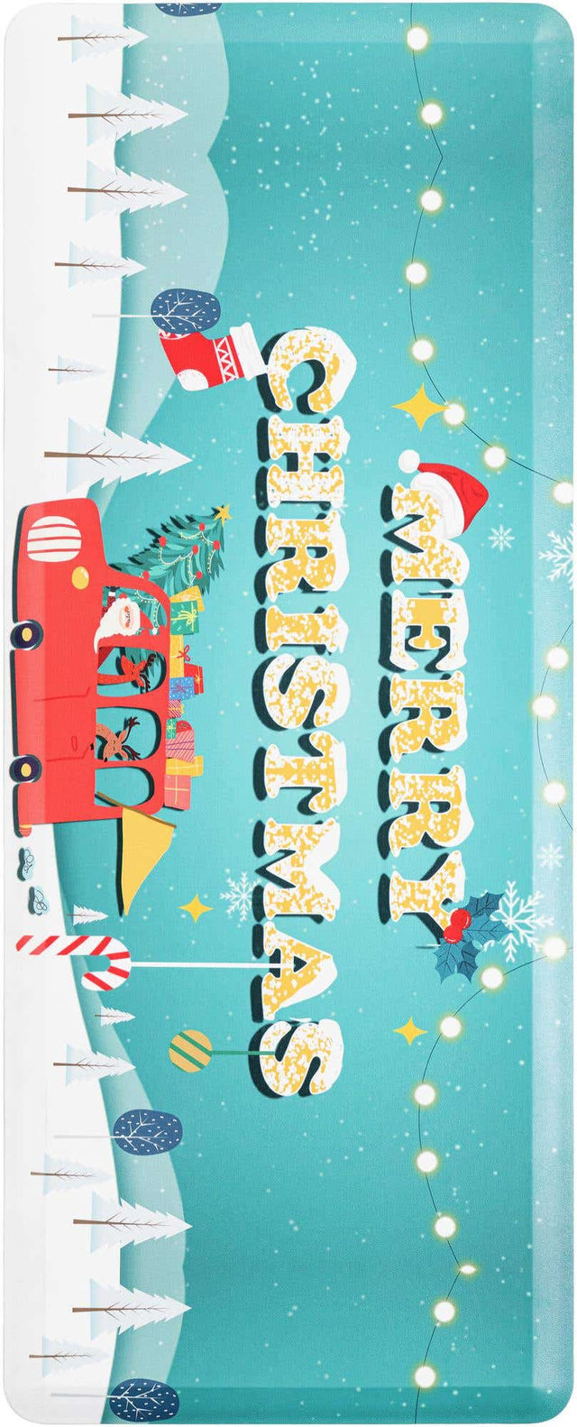 Seasonal Festive Anti-Fatigue Blue 2' x 5' Comfort Standing Mat for Kitchen, Bath, Laundry Room, Office Colorful PVC Durable Non-Slip Water Resistant Spill Proof Rug Thick Rubber for Sale at Rug Engine