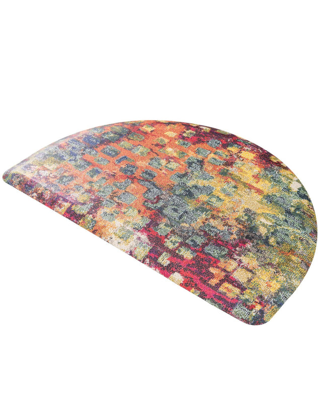 Anti-Fatigue Multicolor 2' x 3' Comfort Standing Mat Hearth Half-Round Semicircle Area Rug for Kitchen, Bath, Laundry Room, Office Colorful PVC Durable Non-Slip Water Resistant Spill Proof Rug Thick Rubber for Sale at Rug Engine
