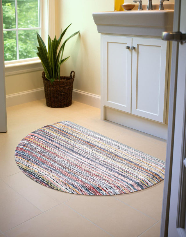 Anti-Fatigue Multicolor 2' x 3' Comfort Standing Mat Hearth Half-Round Semicircle Area Rug for Kitchen, Bath, Laundry Room, Office Colorful PVC Durable Non-Slip Water Resistant Spill Proof Rug Thick Rubber for Sale at Rug Engine