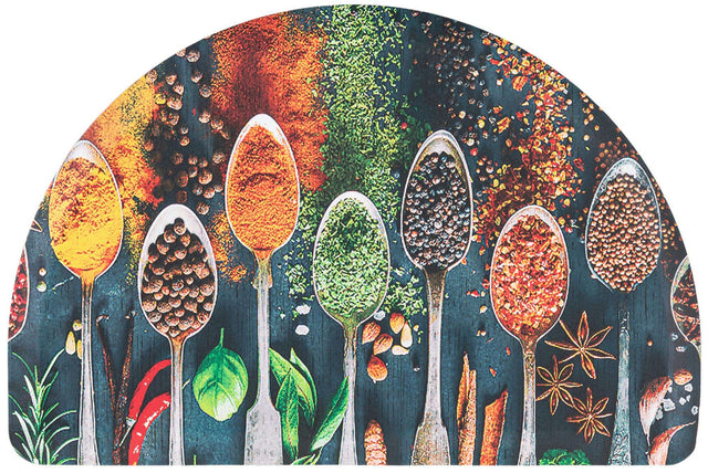 Anti-Fatigue Multicolor 2' x 3' Comfort Standing Mat Hearth Half-Round Semicircle Area Rug for Kitchen, Bath, Laundry Room, Office Colorful PVC Durable Non-Slip Water Resistant Spill Proof Rug Thick Rubber for Sale at Rug Engine
