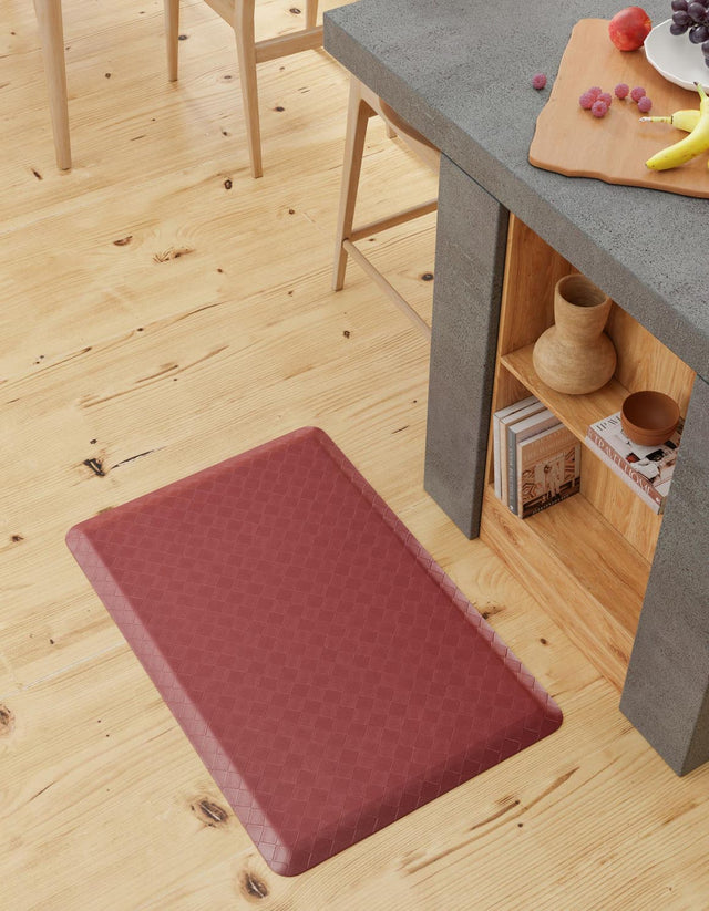 Anti-Fatigue Burgundy Red 2' x 3' Comfort Standing Mat for Kitchen, Bath, Laundry Room, Office Colorful PVC Durable Non-Slip Water Resistant Spill Proof Rug Thick Rubber for Sale at Rug Engine