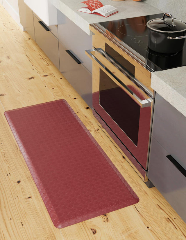 Anti-Fatigue Burgundy Red 2' x 3' Comfort Standing Mat for Kitchen, Bath, Laundry Room, Office Colorful PVC Durable Non-Slip Water Resistant Spill Proof Rug Thick Rubber for Sale at Rug Engine