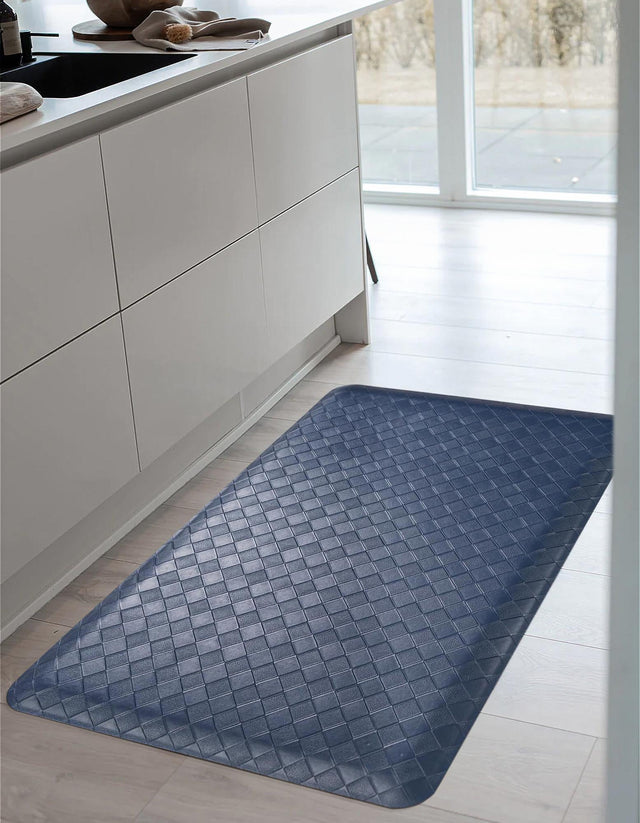 Anti-Fatigue Navy Blue 2' x 3' Comfort Standing Mat for Kitchen, Bath, Laundry Room, Office Colorful PVC Durable Non-Slip Water Resistant Spill Proof Rug Thick Rubber for Sale at Rug Engine