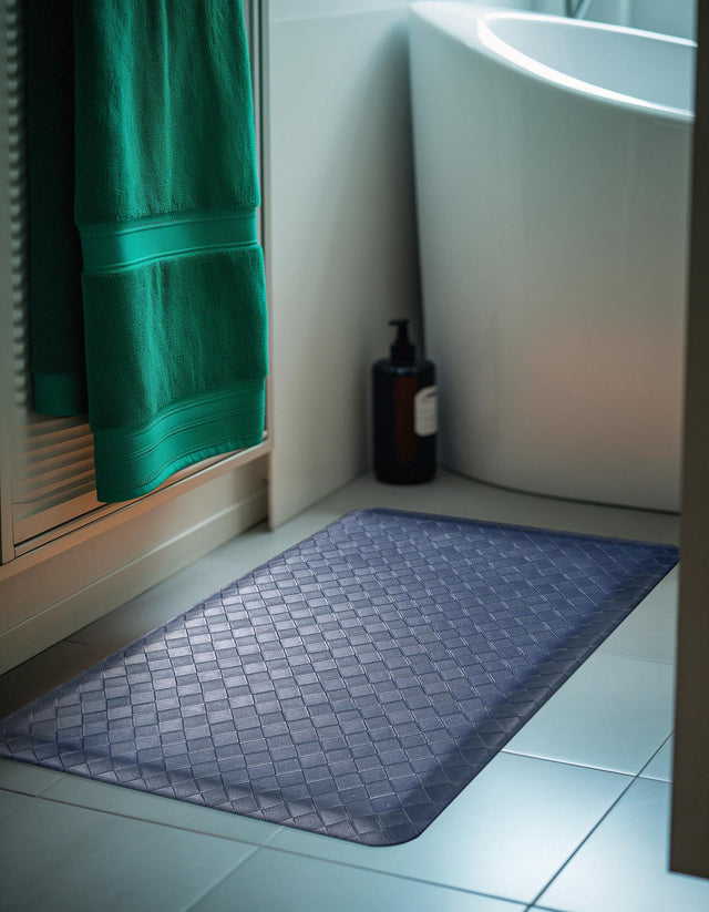 Anti-Fatigue Navy Blue 2' x 3' Comfort Standing Mat for Kitchen, Bath, Laundry Room, Office Colorful PVC Durable Non-Slip Water Resistant Spill Proof Rug Thick Rubber for Sale at Rug Engine