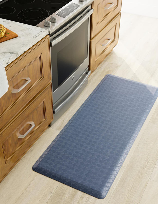Anti-Fatigue Navy Blue 2' x 5' Comfort Standing Mat for Kitchen, Bath, Laundry Room, Office Colorful PVC Durable Non-Slip Water Resistant Spill Proof Rug Thick Rubber for Sale at Rug Engine