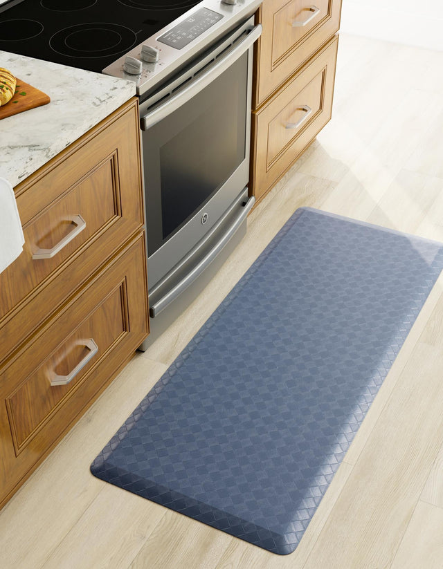 Anti-Fatigue Navy Blue 2' x 3' Comfort Standing Mat for Kitchen, Bath, Laundry Room, Office Colorful PVC Durable Non-Slip Water Resistant Spill Proof Rug Thick Rubber for Sale at Rug Engine