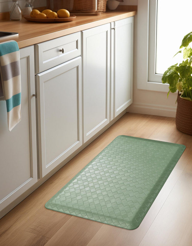 Anti-Fatigue Green 2' x 3' Comfort Standing Mat for Kitchen, Bath, Laundry Room, Office Colorful PVC Durable Non-Slip Water Resistant Spill Proof Rug Thick Rubber for Sale at Rug Engine