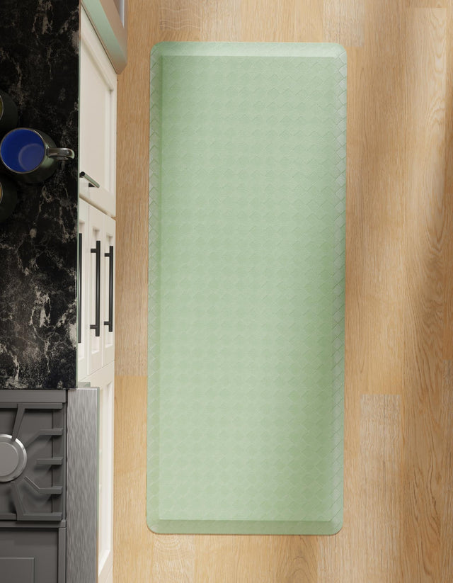 Anti-Fatigue Green 2' x 5' Comfort Standing Mat for Kitchen, Bath, Laundry Room, Office Colorful PVC Durable Non-Slip Water Resistant Spill Proof Rug Thick Rubber for Sale at Rug Engine