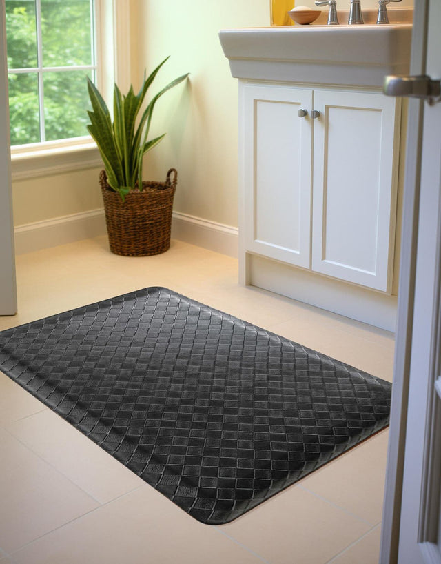 Anti-Fatigue Black 2' x 3' Comfort Standing Mat for Kitchen, Bath, Laundry Room, Office Colorful PVC Durable Non-Slip Water Resistant Spill Proof Rug Thick Rubber for Sale at Rug Engine
