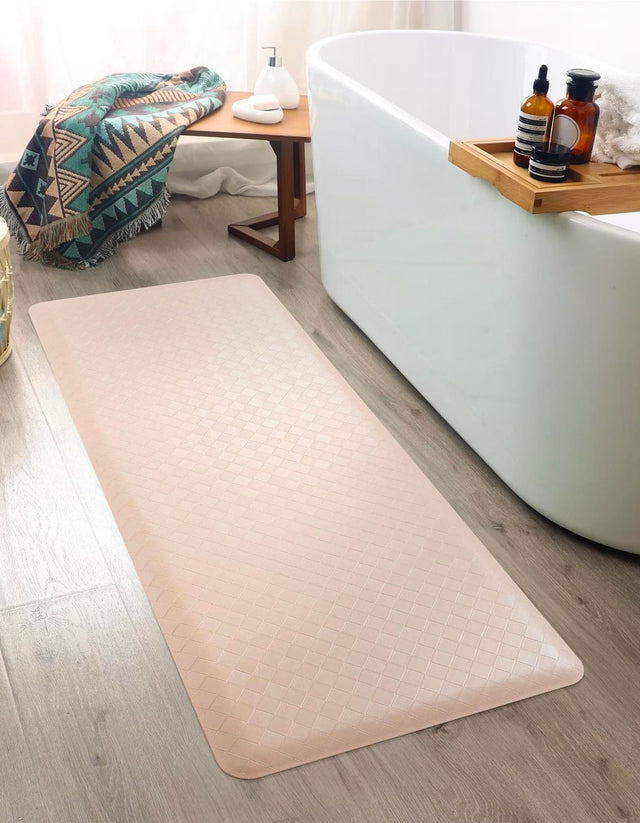 Anti-Fatigue Beige 2' x 5' Comfort Standing Mat for Kitchen, Bath, Laundry Room, Office Colorful PVC Durable Non-Slip Water Resistant Spill Proof Rug Thick Rubber for Sale at Rug Engine