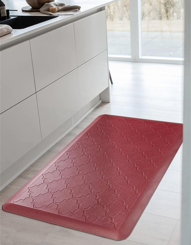 Anti-Fatigue Burgundy Red 2' x 3' Comfort Standing Mat for Kitchen, Bath, Laundry Room, Office Colorful PVC Durable Non-Slip Water Resistant Spill Proof Rug Thick Rubber for Sale at Rug Engine