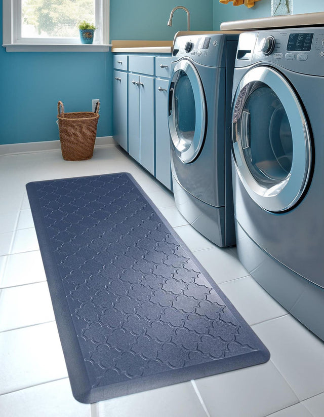 Anti-Fatigue Navy Blue 2' x 5' Comfort Standing Mat for Kitchen, Bath, Laundry Room, Office Colorful PVC Durable Non-Slip Water Resistant Spill Proof Rug Thick Rubber for Sale at Rug Engine