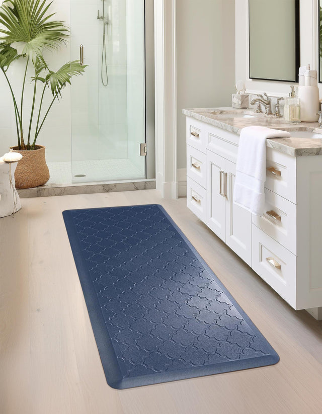 Anti-Fatigue Navy Blue 2' x 5' Comfort Standing Mat for Kitchen, Bath, Laundry Room, Office Colorful PVC Durable Non-Slip Water Resistant Spill Proof Rug Thick Rubber for Sale at Rug Engine