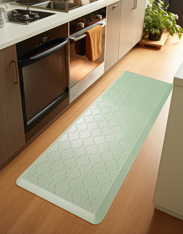 Anti-Fatigue Green 2' x 5' Comfort Standing Mat for Kitchen, Bath, Laundry Room, Office Colorful PVC Durable Non-Slip Water Resistant Spill Proof Rug Thick Rubber for Sale at Rug Engine